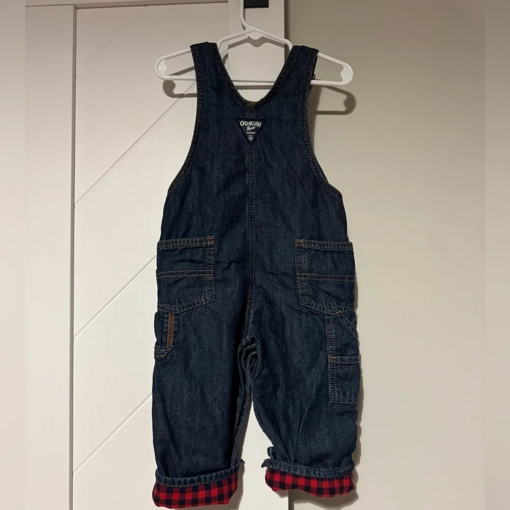 OshKosh B’gosh Infant Denim Overalls Flannel Lined 24M Vestbak